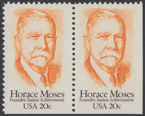 USA Michel 1704 / Scott 2095 postfrisch horiz.PAAR RAND (unten & rechts ungezähnt) - Horace A. Moses, Industrieller und Philanthrop