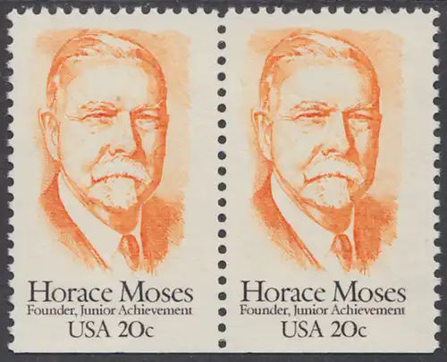 USA Michel 1704 / Scott 2095 postfrisch horiz.PAAR RAND (unten ungezähnt) - Horace A. Moses, Industrieller und Philanthrop