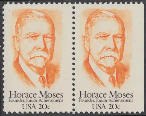 USA Michel 1704 / Scott 2095 postfrisch horiz.PAAR RAND (rechts ungezähnt) - Horace A. Moses, Industrieller und Philanthrop