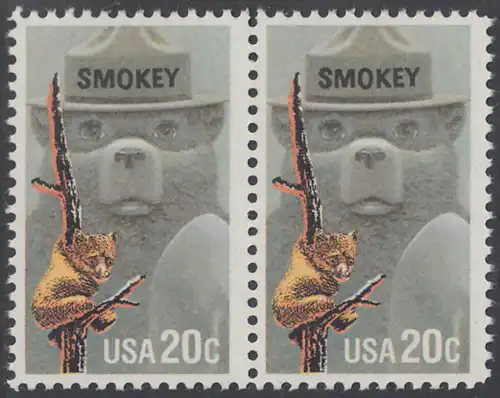 USA Michel 1705 / Scott 2096 postfrisch horiz.PAAR - Waldbrandverhütung: Smokey Bear, Maskottchen der Kampagne zur Waldbrandverhütung