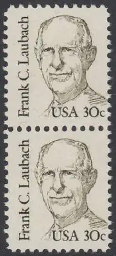USA Michel 1707 / Scott 1864 postfrisch vert.PAAR (a1) - Amerikanische Persönlichkeiten: Frank C. Laubach (1884-1970), Missionar und Philologe