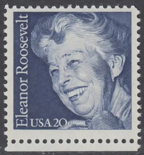 USA Michel 1714 / Scott 2105 postfrisch EINZELMARKE RAND unten - 100. Geburtstag von Eleanor Roosevelt, Politikerin