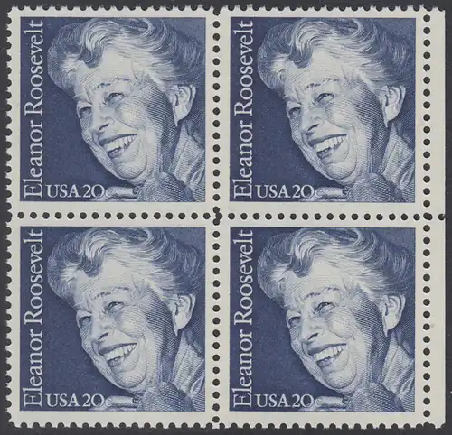 USA Michel 1714 / Scott 2105 postfrisch BLOCK RÄNDER rechts (a1) - 100. Geburtstag von Eleanor Roosevelt, Politikerin