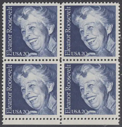 USA Michel 1714 / Scott 2105 postfrisch BLOCK RÄNDER unten - 100. Geburtstag von Eleanor Roosevelt, Politikerin