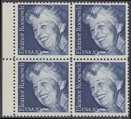 USA Michel 1714 / Scott 2105 postfrisch BLOCK RÄNDER links - 100. Geburtstag von Eleanor Roosevelt, Politikerin