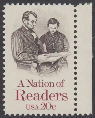 USA Michel 1715 / Scott 2106 postfrisch EINZELMARKE RAND rechts - Lesen: Abraham Lincoln liest seinem Sohn vor