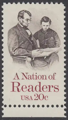 USA Michel 1715 / Scott 2106 postfrisch EINZELMARKE RAND unten - Lesen: Abraham Lincoln liest seinem Sohn vor