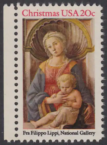 USA Michel 1716 / Scott 2107 postfrisch EINZELMARKE RAND links - Weihnachten: Madonna3