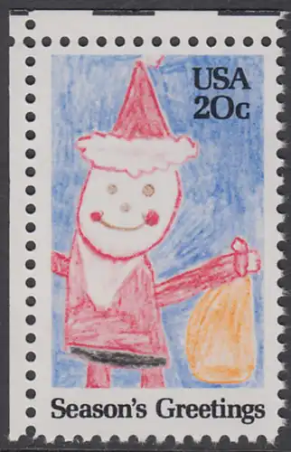 USA Michel 1717 / Scott 2108 postfrisch EINZELMARKE ECKRAND oben links - Weihnachten: Santa Claus