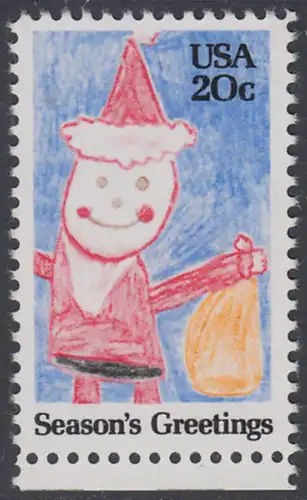 USA Michel 1717 / Scott 2108 postfrisch EINZELMARKE RAND unten - Weihnachten: Santa Claus
