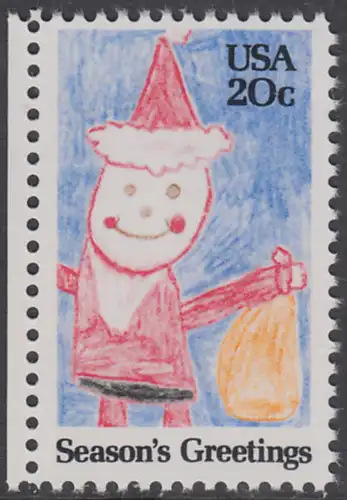 USA Michel 1717 / Scott 2108 postfrisch EINZELMARKE RAND links - Weihnachten: Santa Claus