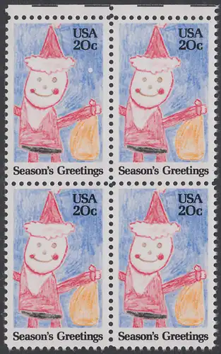 USA Michel 1717 / Scott 2108 postfrisch BLOCK RÄNDER oben - Weihnachten: Santa Claus