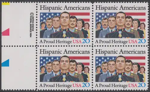 USA Michel 1718 / Scott 2103 postfrisch BLOCK RÄNDER links m/ copyright symbol - Amerikaner spanischer Abstammung