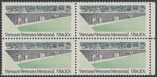 USA Michel 1719 / Scott 2109 postfrisch BLOCK RÄNDER rechts - Denkmal für die Gefallenen des Vietnamkriegs, Washington, DC