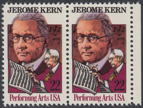 USA Michel 1720 / Scott 2110 postfrisch horiz.PAAR RAND rechts - Darstellende Künste und Künstler: Jerome Kern (1885-1945), Komponist