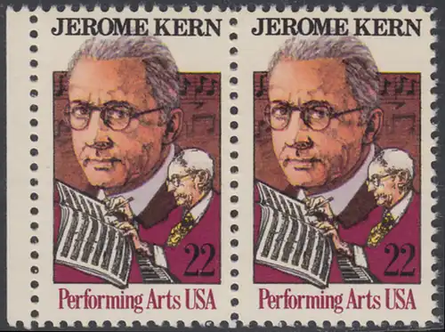 USA Michel 1720 / Scott 2110 postfrisch horiz.PAAR RAND links - Darstellende Künste und Künstler: Jerome Kern (1885-1945), Komponist
