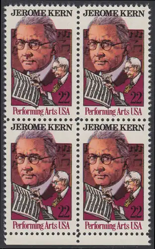 USA Michel 1720 / Scott 2110 postfrisch BLOCK RÄNDER unten - Darstellende Künste und Künstler: Jerome Kern (1885-1945), Komponist