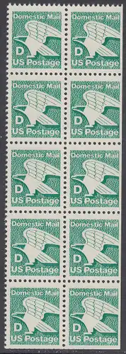 USA Michel 1722A / Scott 2111 postfrisch vert.BLOCK(10) (rechts & unten ungezählt) - Adler: Emblem der US-Post