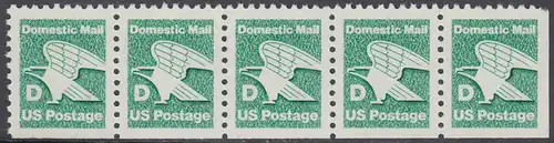 USA Michel 1723D / Scott 2113 postfrisch vert.STRIP(5) aus MH (unten ungezähnt) - Adler: Emblem der US-Post