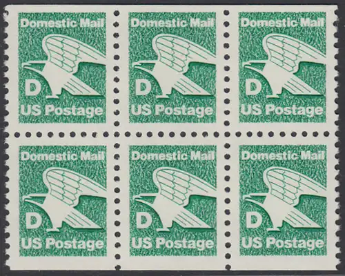USA Michel 1723D / Scott 2113 postfrisch horiz.BLOCK(6) aus MH oben (oben & unten ungezähnt) - Adler: Emblem der US-Post