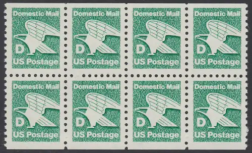 USA Michel 1723D / Scott 2113 postfrisch horiz.BLOCK(8) aus MH (oben & unten ungezähnt) - Adler: Emblem der US-Post