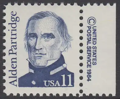 USA Michel 1724 / Scott 1854 postfrisch EINZELMARKE RAND rechts m/ copyright symbol - Amerikanische Persönlichkeiten: Alden Partridge (1785-1854), Erziehungsreformer