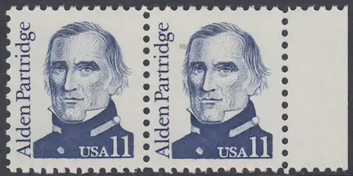 USA Michel 1724 / Scott 1854 postfrisch horiz.PAAR RAND rechts - Amerikanische Persönlichkeiten: Alden Partridge (1785-1854), Erziehungsreformer