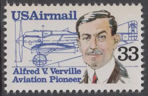 USA Michel 1725 / Scott C113 postfrisch EINZELMARKE - Luftpost: Flugpioniere - Alfred V. Verville (1890-1970); R-3 Rennflugzeug