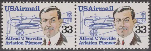 USA Michel 1725 / Scott C113 postfrisch horiz.PAAR - Luftpost: Flugpioniere - Alfred V. Verville (1890-1970); R-3 Rennflugzeug