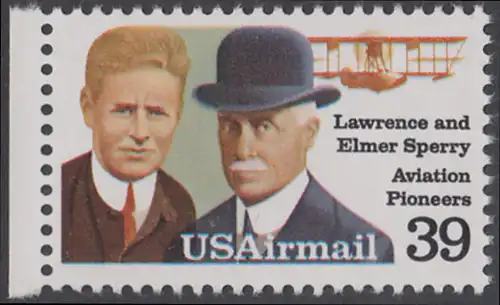 USA Michel 1726 / Scott C114 postfrisch EINZELMARKE RAND links - Luftpost: Flugpioniere - Lawrence (1892-1931) und Elmer Sperry (1860-1930), Flugboot Curtiss F