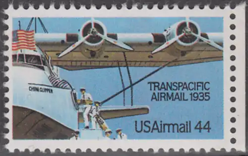 USA Michel 1727 / Scott C115 postfrisch EINZELMARKE RAND rechts - Luftpost: 50 Jahre Flugpostverbindung über den Pazifik