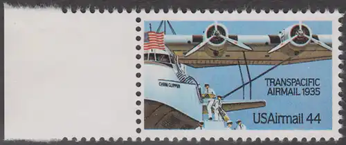 USA Michel 1727 / Scott C115 postfrisch EINZELMARKE RAND links - Luftpost: 50 Jahre Flugpostverbindung über den Pazifik