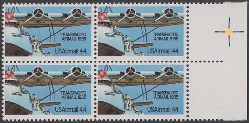 USA Michel 1727 / Scott C115 postfrisch BLOCK RÄNDER rechts (a2) - Luftpost: 50 Jahre Flugpostverbindung über den Pazifik