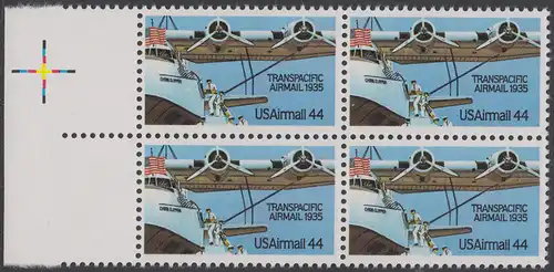 USA Michel 1727 / Scott C115 postfrisch BLOCK RÄNDER links (a2) - Luftpost: 50 Jahre Flugpostverbindung über den Pazifik