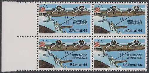 USA Michel 1727 / Scott C115 postfrisch BLOCK RÄNDER links (a1) - Luftpost: 50 Jahre Flugpostverbindung über den Pazifik