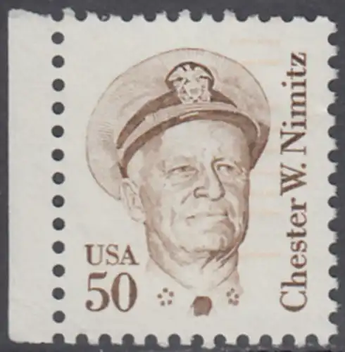 USA Michel 1728 / Scott 1869 postfrisch EINZELMARKE RAND links - Amerikanische Persönlichkeiten: Chester W. Nimitz (1885-1966), Admiral
