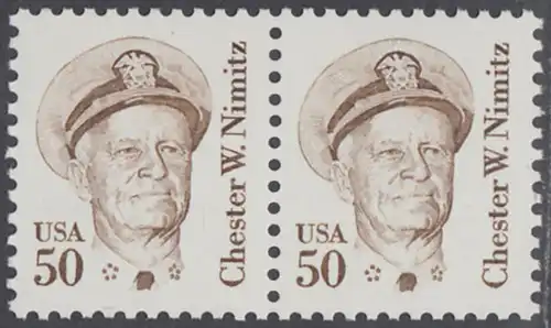 USA Michel 1728 / Scott 1869 postfrisch horiz.PAAR - Amerikanische Persönlichkeiten: Chester W. Nimitz (1885-1966), Admiral