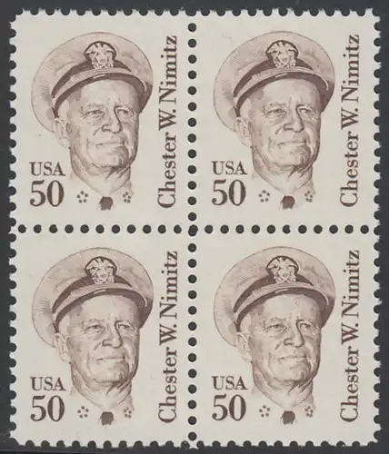 USA Michel 1728 / Scott 1869 postfrisch BLOCK - Amerikanische Persönlichkeiten: Chester W. Nimitz (1885-1966), Admiral