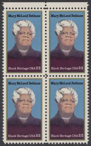 USA Michel 1729 / Scott 2137 postfrisch BLOCK RÄNDER oben - Schwarzamerikanisches Erbe: Mary McLeod Bethun, Lehrerin