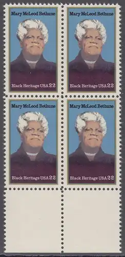 USA Michel 1729 / Scott 2137 postfrisch BLOCK RÄNDER unten (a1) - Schwarzamerikanisches Erbe: Mary McLeod Bethun, Lehrerin