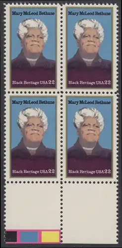 USA Michel 1729 / Scott 2137 postfrisch BLOCK RÄNDER unten (a2) - Schwarzamerikanisches Erbe: Mary McLeod Bethun, Lehrerin