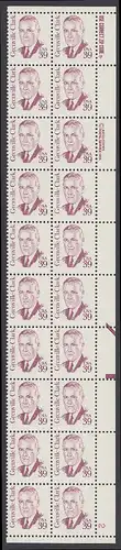 USA Michel 1730 / Scott 1867 postfrisch vert.PLATEBLOCK(20) ECKRAND unten rechts m/ Platten-# 2 - Amerikanische Persönlichkeiten: Grenville Clark (1885-1967), Jurist