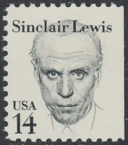 USA Michel 1731 / Scott 1856 postfrisch EINZELMARKE (rechts ungezähnt) - Amerikanische Persönlichkeiten: Sinclair Lewis (1885-1951), Schriftsteller, Nobelpreis 1930