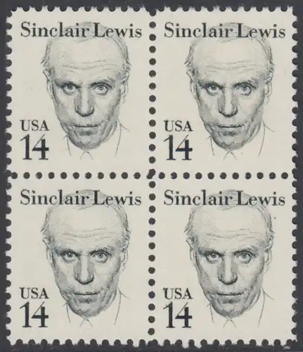 USA Michel 1731 / Scott 1856 postfrisch BLOCK - Amerikanische Persönlichkeiten: Sinclair Lewis (1885-1951), Schriftsteller, Nobelpreis 1930