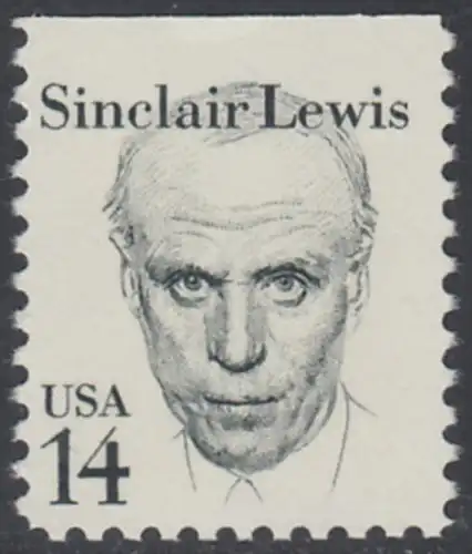 USA Michel 1731 / Scott 1856 postfrisch EINZELMARKE (oben ungezähnt) - Amerikanische Persönlichkeiten: Sinclair Lewis (1885-1951), Schriftsteller, Nobelpreis 1930