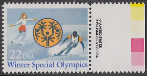 USA Michel 1737 / Scott 2142 postfrisch EINZELMARKE RAND rechts m/ copyright symbol - Winter Special Olympics, Park City, UT
