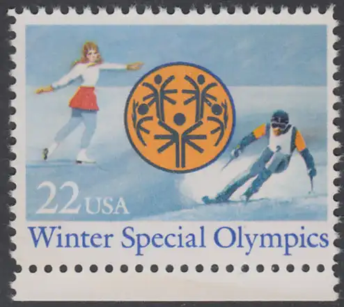 USA Michel 1737 / Scott 2142 postfrisch EINZELMARKE RAND unten - Winter Special Olympics, Park City, UT