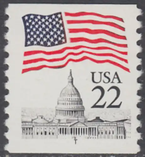 USA Michel 1738C / Scott 2115 postfrisch EINZELMARKE (coil) m/ Zähl-# 1 - Flagge über dem Kapitol