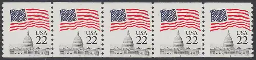 USA Michel 1738C / Scott 2115 postfrisch horiz.STRIP(5) (coils) - Flagge über dem Kapitol