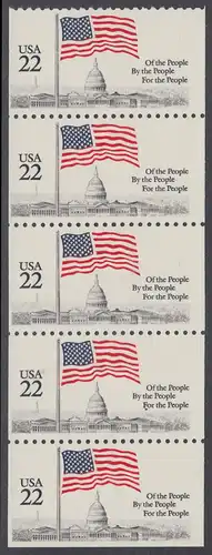 USA Michel 1739 / Scott 2116a postfrisch Markenheftchen-Blatt(5) - Flagge über dem Kapitol